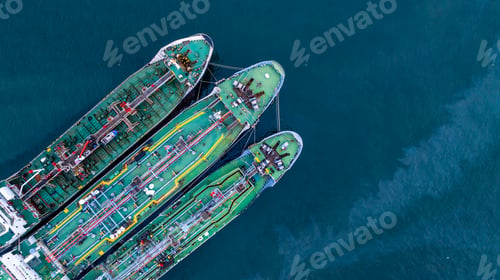Preview: Aerial view oil and gas tanker ship freight shipping oil and gas, Global business freight shipping i