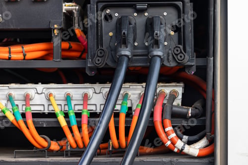 Preview: Electric bus at the EV charging station, Industrial battery storage electric energy of electric bus,