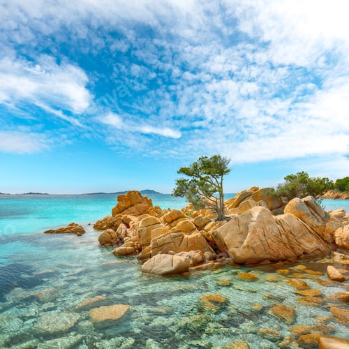 Preview: Remarkable view of Capriccioli beach in Costa Smeralda.