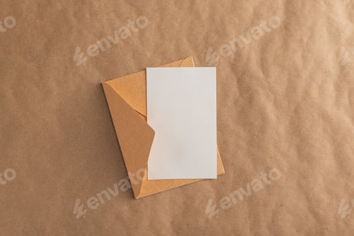 Preview: Envelope and blank card on brown kraft paper