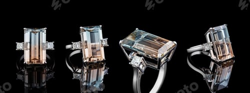 Preview: Beautiful Gold Ring With Topaz Gemstones on a Black Background