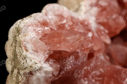 Preview: Macro mineral stone Pink Amethyst on a black background