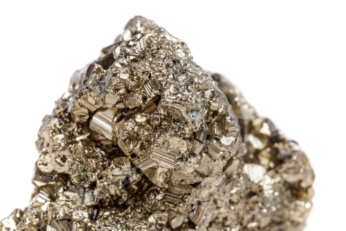 Preview: Macro mineral stone Pyrite gold on white background