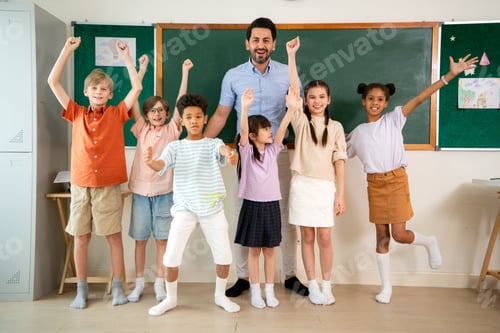 Preview: Diverse group of school children enjoying dance activity