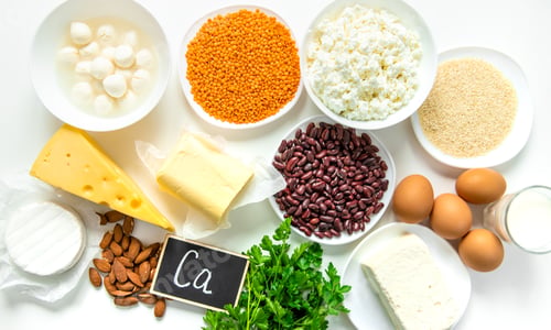 Preview: Various foods contain calcium. Selective focus.