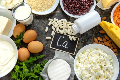 Preview: Various foods contain calcium. Selective focus.