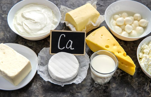 Preview: Various foods contain calcium. Selective focus.