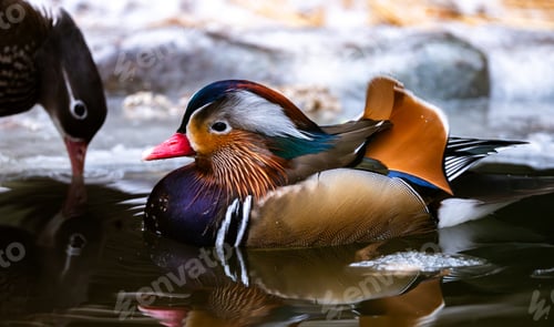 Preview: Pair Mandarin Duck Close Up Portrait
