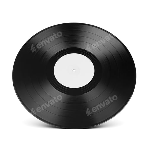 Preview: LP vinyl record presenting a blank label for custom content, isolated on white.