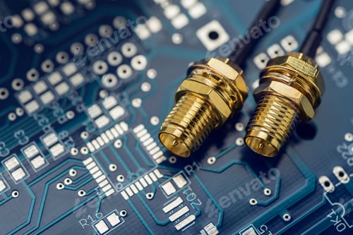 Preview: Electronic circuit board with SMA coaxial connectors