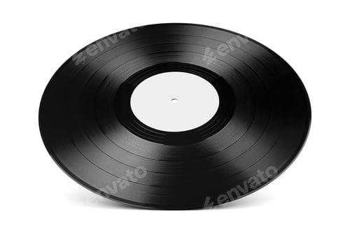 Preview: LP vinyl record with a blank label isolated on white.