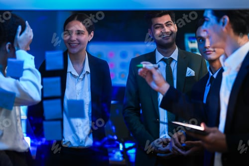 Preview: Professional team conducting a high-tech automotive engineering and data analysis presentation on a