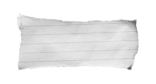 Preview: Wide torn lined white paper sheet with rough edges, isolated white background. Clipping path include