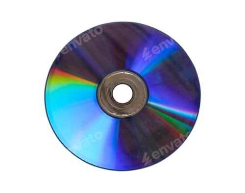 Preview: Reflective compact disc isolated on transparent background with rainbow light effect