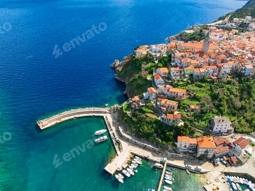 Preview: Aerial View Vrbnik Krk Island Croatia Mediterranean Coast