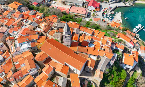 Preview: Aerial View Baska Krk Island Croatia Mediterranean Coast