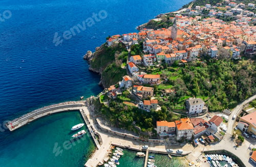 Preview: Aerial View Vrbnik Krk Island Croatia Mediterranean Coast