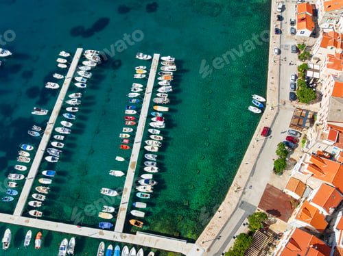 Preview: Aerial View Baska Krk Island Croatia Mediterranean Coast