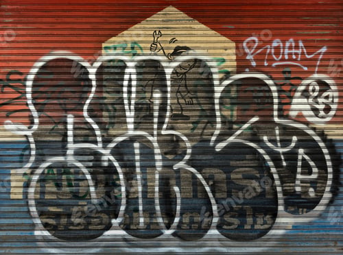 Preview: Unauthorized Graffiti on Shophouse Roller Shutter in Bangkok Song Wat