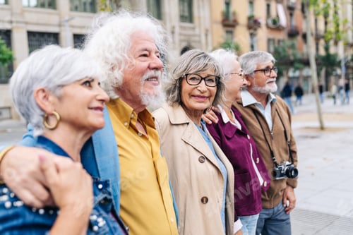 Preview: Group of senior friends enjoying urban lifestyle together