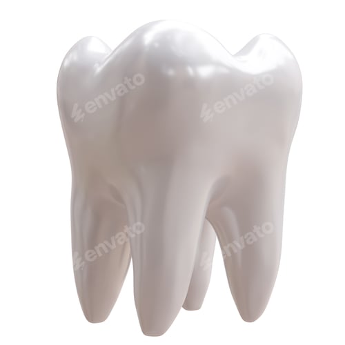 Preview: Tooth isolated on white. Dental health and oral hygiene concept, 3d render