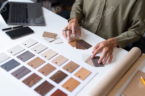 Preview: Architecture interior Man Creative project plan designer home and Choose interior materials.