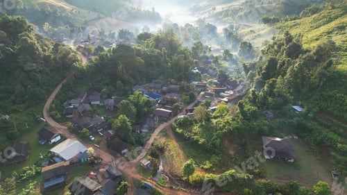 Preview: Aerial view from drone of the rural village in the mountains