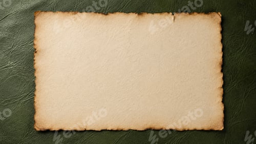 Preview: Vintage Burnt Paper Mockup on Dark Green Leather Background