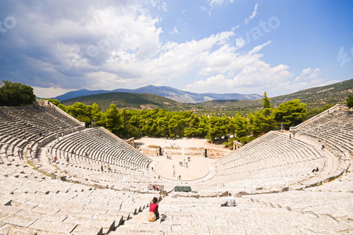 Preview: Ancient theatre of Epidaurus, Greece, showing classical architecture