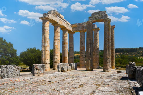 Preview: Ancient Temple of Zeus Nemea columns standing in Greece