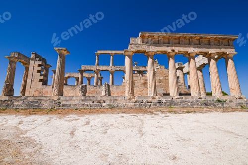 Preview: Temple of Aphaia ruins on Aegina island under blue sky