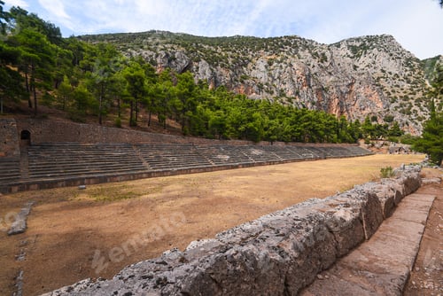 Preview: Ancient Stadium of Delphi showcasing historical Greek architecture