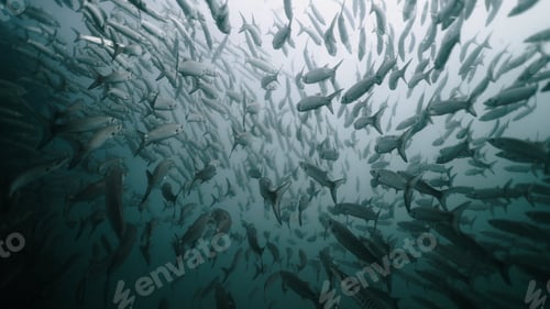 Preview: Dense school of fish creating a massive shoal, moving gracefully underwater