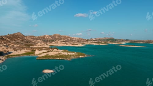 Preview: Pedrera reservoir in murcia, spain with arid landscape and turquoise water