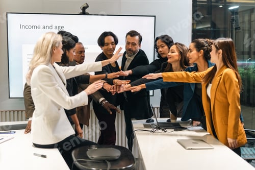 Preview: Teamwork business meeting office presentation diverse group handshake gesture collaboration