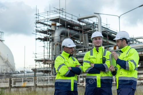 Preview: Team professional worker power plant factory construction power plant. Engineer wearing safety unifo