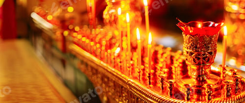 Preview: Interior Of Orthodox Church In Easte. Easter Is The Most Popular Religious Holiday. panorama