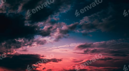 Preview: Amazing sunset sunrise Sky in Blue pink toned colors. Different From Dusk Till Dawn. Misty Night...