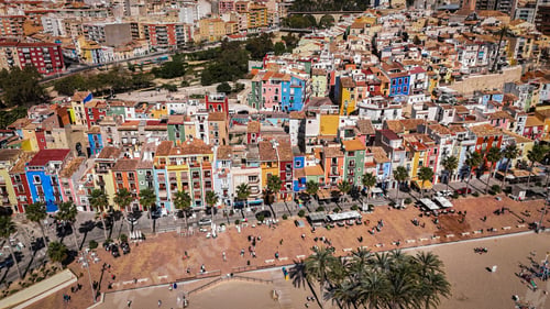 Preview: Villajoyosa colorful coastal city shot by drone