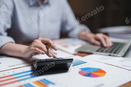 Preview: Business person analyzing financial data calculating budget