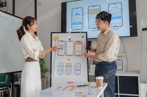 Preview: Ui ux designers collaborating on mobile application development