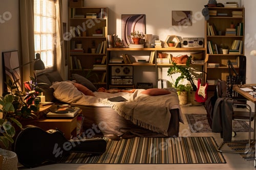 Preview: Cozy Home Studio Apartment Showcasing Creative Remote Work Lifestyle