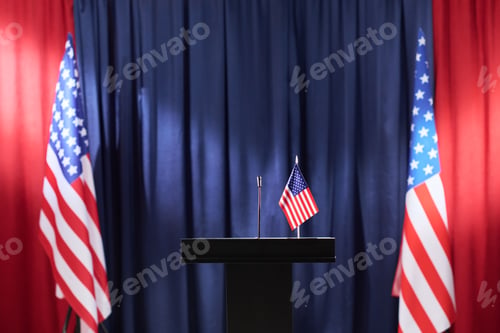 Preview: American Political Podium Standing for Campaign Speech or Debate
