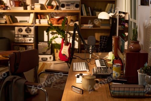Preview: Home Music Studio Workspace Supporting Podcast Recording and Editing