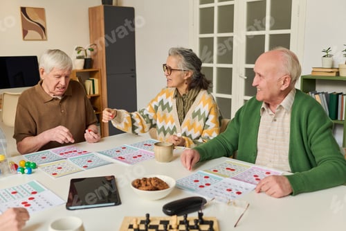 Preview: Senior Friends Playing Bingo during Social Activity at Care Center