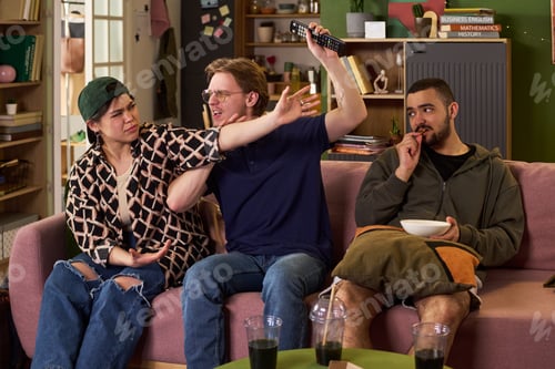 Preview: Young Students Arguing over Television Remote during Break
