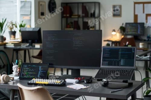 Preview: Software Developer Workspace Displaying Code for Remote Work