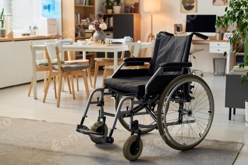 Preview: Wheelchair in Retirement Home Interior Representing Independent Living