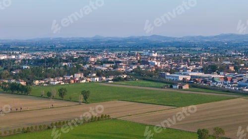 Preview: Fiorenzuola d Arda in Piacenza Province Emilia Romagna Italy with town center, surrounding farmland