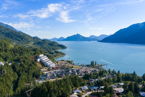 Preview: Scenic Britannia Beach Coastal Town Overlooking Howe Sound With Mountains and Blue Water in British